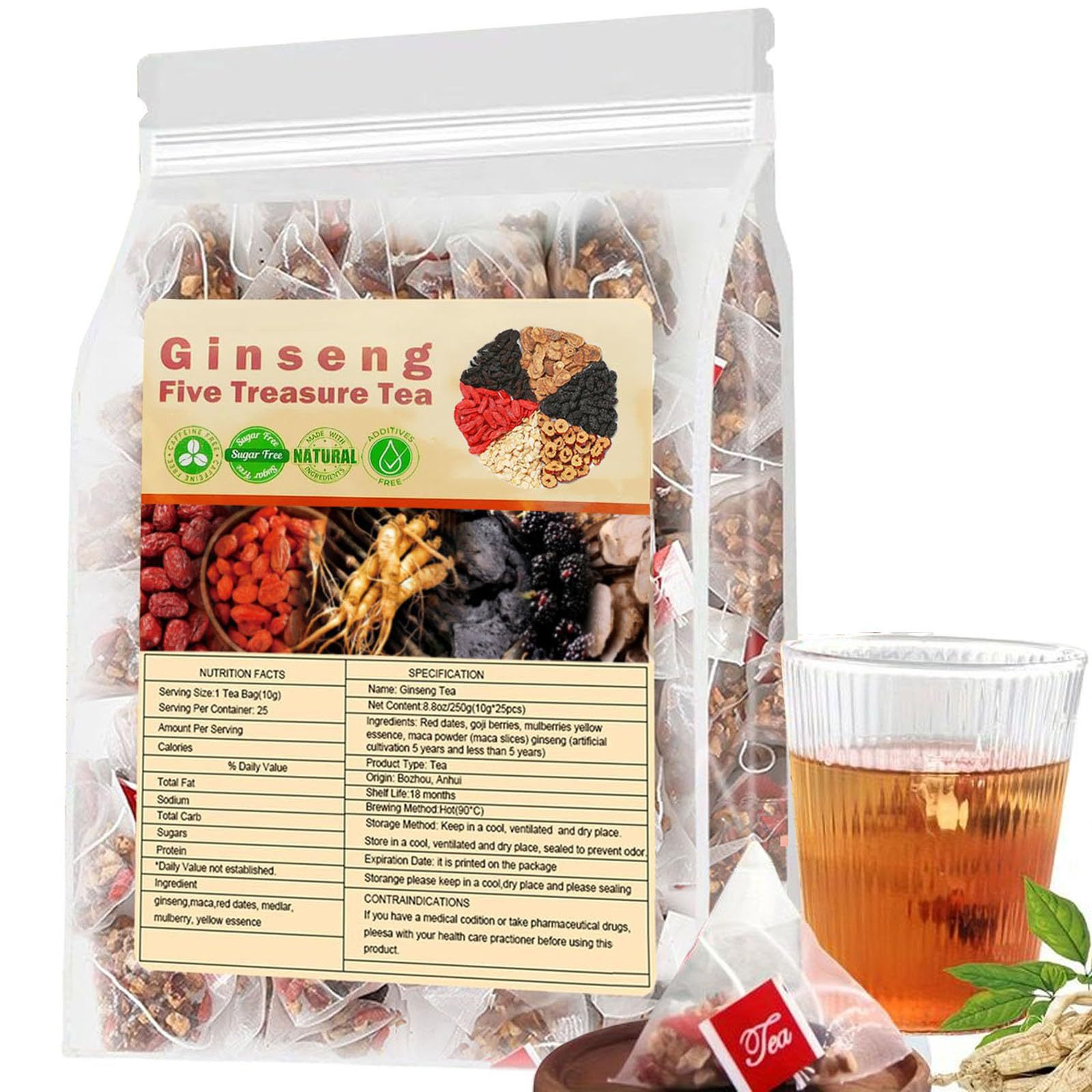 Ginseng Five Treasures Tea Kid - Herbal Wellness Supplement review and price